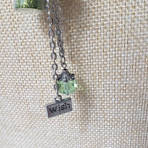 ARTISAN Wish Glass Bottle Glitter Upcycled Necklace - Picture 4 of 9